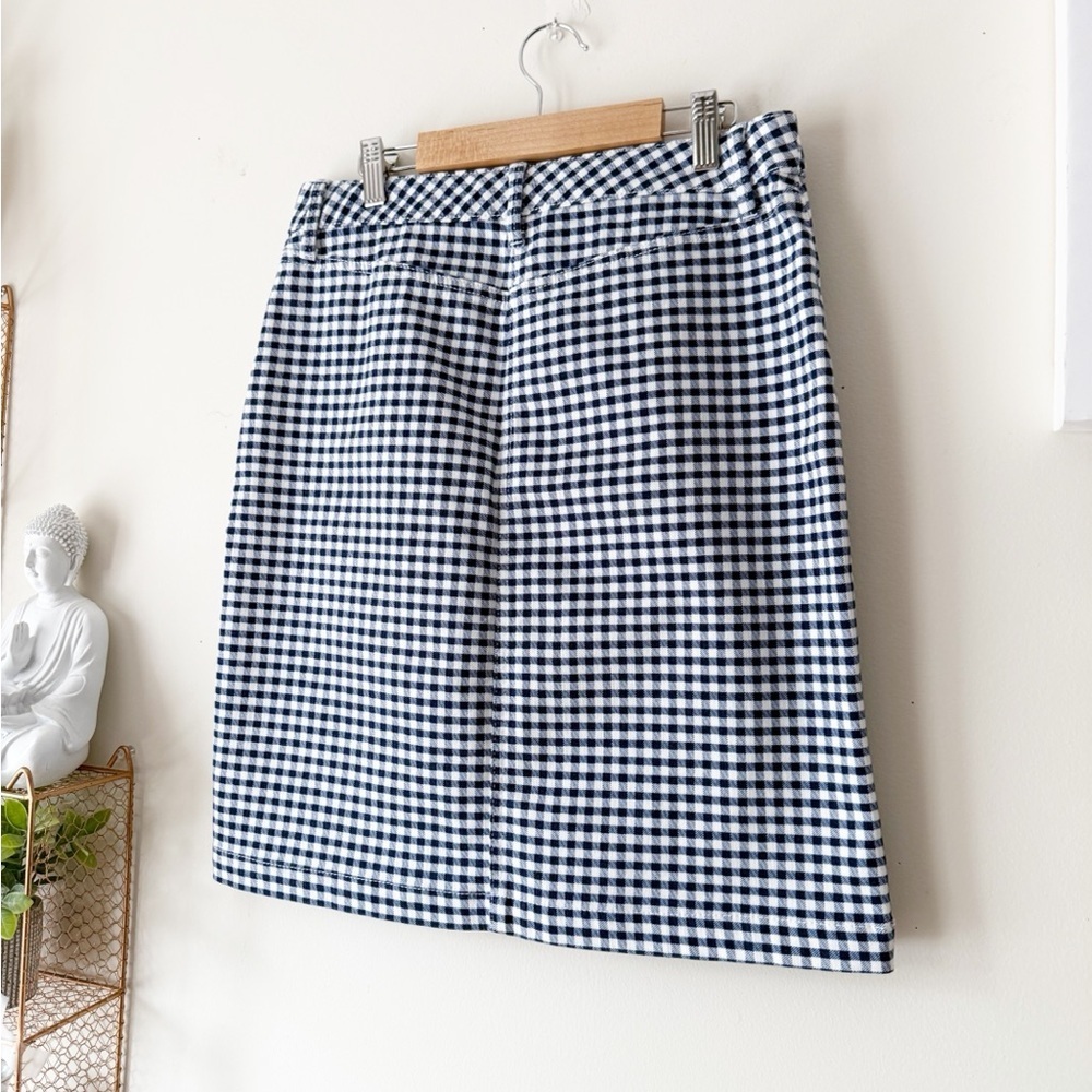 Talbots Navy and White Gingham Denim A-Line Skirt Size 2 Preppy Casual Coastal - Picture 7 of 12